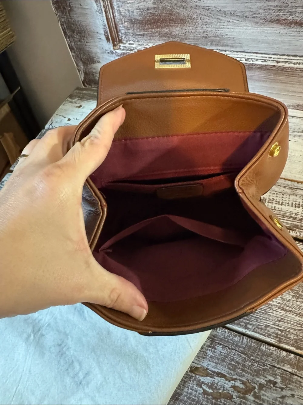 Brown Monogram Crossbody Bag with Gold Chain